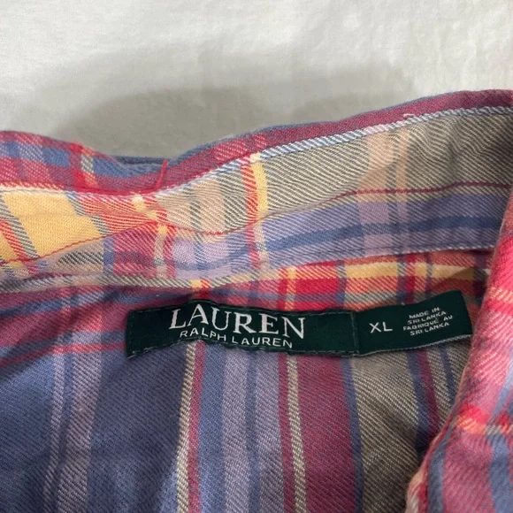 VTG Lauren Ralph Lauren Women Multicolor Long Sleeve Button Up Shirt Size XL - Picture 6 of 10